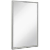 Hamilton Hills Commercial Restroom Rectangular Wall Mirror | Contemporary Industrial Strength | Brushed Metal Silver Rectangle Mirrored Glass | Vanity, Bedroom or Restroom Horizontal & Vertical (