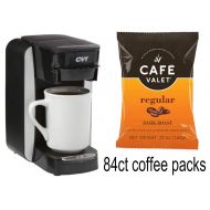 Cafe Valet One Cup Coffee Maker, Single Serve Coffee Brewer & 84Count Cafe Valet Regular One Cup Coffee Filter Pack