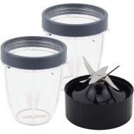 2 Pack Felji 18 oz Short Cups with Lip Ring + Extractor Blade for NutriBullet Lean NB-203 1200W Blender