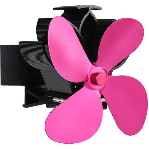  DXDUI Fireplace Fan Wall Mounted Type 4 Blade Log Quiet Stove Fan Fuel Heat Saving Distribution, for Small Space on Log Wood Burner/Stove,Pink