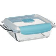 Anchor Hocking 8 Inch Square Cake Dish with TrueLock Locking Lid Bakeware, Clear