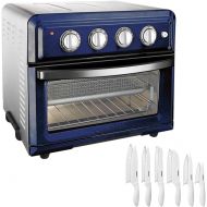 Cuisinart TOA-60NV Convection Toaster Oven Air Fryer with Light, Navy Bundle with Advantage 12-Piece White Knife Set with Blade Guards