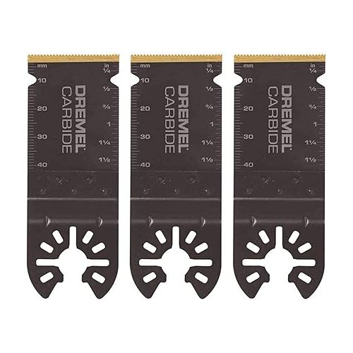  Dremel MM485B 3-Pack Carbide Oscillating Tool Blade Kit, Flush Cut Blades Ideal for Cutting Wood and Metal - Universal Quick- Fit System Fits Bosch, Makita, Milwaukee, and Rockwell , Black