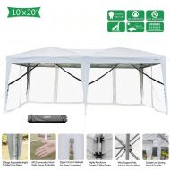 VINGLI 10x10/ 10x20 EZ Pop Up Canopy Tent w/Removable Zippered Mesh Sidewalls & Portable Wheeled Carrying Bag, for Patio/Gazebo/Camping/Outdoor Activities, UV Coated Sun Shade Shel