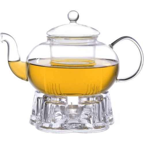  Aricola Teeset Melina 1,3 Liter. Glas-Teekanne 1,3 Liter mit Glassieb, 4 doppelwandige Teeglaser 360ml und Glasstoevchen