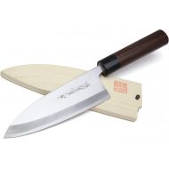 Yoshihiro Left Handed Kasumi White Steel Deba Fish Fillet Knife (6.5 (165mm), Shitan Handle)