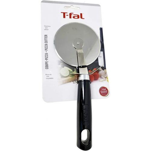  T-fal Stainless Steel Pizza Cutter 4-inch Slicer Wheel, Sharp Cutters For Metal Dough Slicers - Easy To Clean And Dishwasher Friendly With Black Ergonomic Handle
