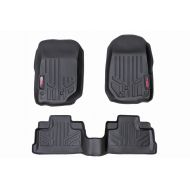 Rugged Rough Country Floor Liners Compatible w/ 2007-2013 Jeep Wrangler JK 4DR 1st 2nd Row Black Weather Floor Mats M-60712