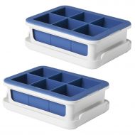 OXO Good Grips Silicone Stackable Ice Cube Tray with Lid - Large Cube (Set of 2)