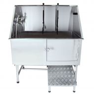 Flying Pig Grooming 62 Professional Stainless Steel Pet Dog Grooming Tub with Faucet, Walk-in Ramp & Accessories