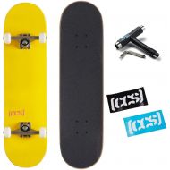 CCS Skateboard Complete - Color Logo and Natural Wood - Fully Assembled - Includes Skateboard Tool and Stickers