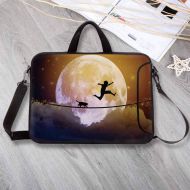 YOLIYANA Adventure Anti-Seismic Neoprene Laptop Bag,Boy and a Cat Walking on a Rope in Front of The Full Moon Fantasticry Print Decorative Laptop Bag for Travel Office School,17.3”L x 13”W