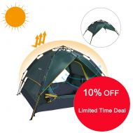 PORLAE Camping Pop Up Tent 3-4 Person Quick Setup Family Beach Outdoor Tents UV Protection with Carry Bag