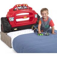 Simplay3 Monster Truck Headboard, Twin Size Plastic Car Bed Headboard for Kids, Toddlers and Boys with Toy Car Storage - Red, Made in USA