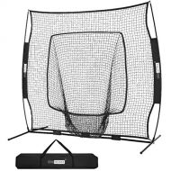 VIVOHOME 7 x 7 Feet Baseball Backstop Softball Practice Net with Strike Zone Target and Carry Bag for Batting Hitting and Pitching