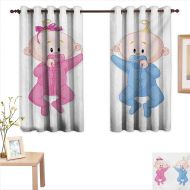 BlountDecor Gender Reveal Waterproof Window Curtain Babies Lie and Keep The Pacifiers Lovely Toddlers Sweet Childhood 63x 45,Suitable for Bedroom Living Room Study, etc.