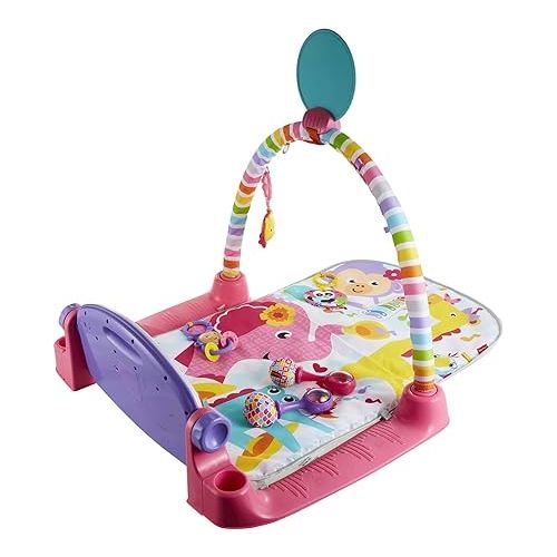 피셔프라이스 Fisher-Price Baby Gift Set Deluxe Kick & Play Piano Gym & Maracas, Playmat & Musical Toy with Smart Stages Learning Content plus 2 Rattles
