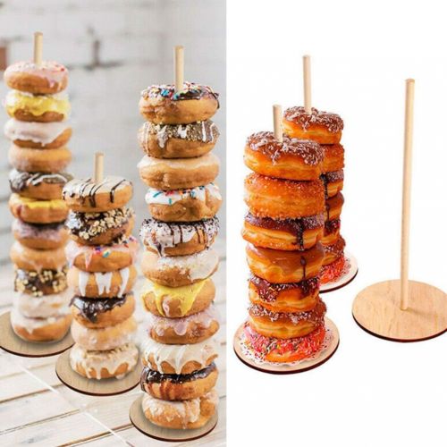  [아마존베스트]Amosfun Wooden Donut Stand Pole Donut Bagels Display Stand for Wedding Birthday Party