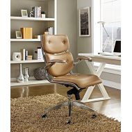 Push Tan Leatherette Mid Back Office Chair by Modway
