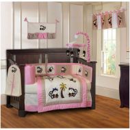 BabyFad Monkey Girl 10 Piece Baby Crib Bedding Set
