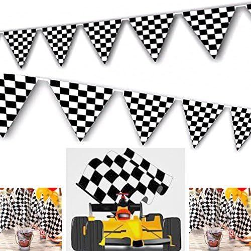  Adorox 100ft Checkered Black and White Flags Racing Kids Party Banner