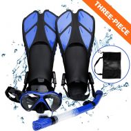 Aritan Snorkeling Snorkel Package Set, Anti-Leak Anti-Fog Coated Glass Diving Panoramic View Clear Tempered Glass Mask, Dry Top Soft Mouthpiece Snorkel Tube, Snorkeling Gear Bag