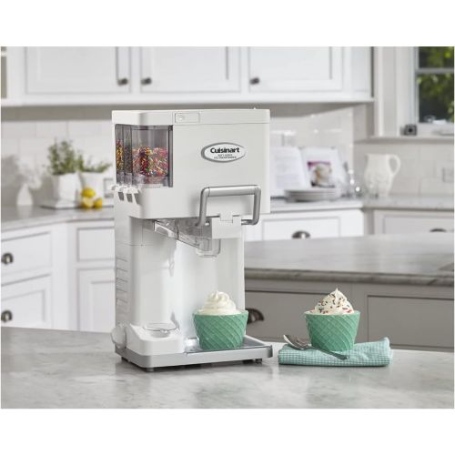  [아마존베스트]Cuisinart ICE-45 Mix It In Soft Serve 1.5-Quart Ice Cream Maker (White) Bundle with Ice Cream Recipe Dessert Book (2 Items)