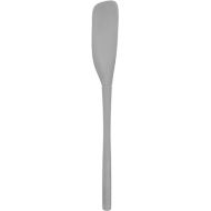 Tovolo Flex-Core All-Silicone Long-Handled Jar Scraper Spatula Angled Turner Head, Kitchen Tool With Flat Back & Curved Front for Scooping & Scraping, Oyster Gray
