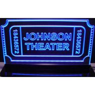 ValleyDesignsND Movie Theater Sign Acrylic Lighted Edge Lit 12 Reflective Black Mirror Desk Model Base 15 LED Sign Light Up Plaque Made in The USA (Send Your Text)