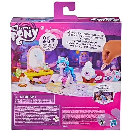 마이 리틀 포니 My Little Pony: A New Generation Movie Story Scenes Critter Creation Izzy Moonbow - Toy with 25 Accessories and 3-Inch Purple Pony