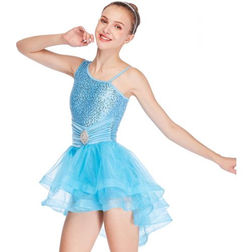  MiDee Dance Dress Costume Ballet Contemporary High-Low Tires Tulle Edged Tutu
