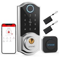 WiFi Door Locks for Front Door : SMONET Remote Control Smart Fingerprint Deadbolt for Rental, Keyless Entry Bluetooth Keypad Digital Lock Work with Alexa APP, Code, Fob, Key Auto Lock for Home,Silver