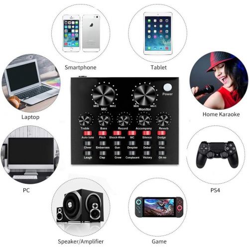  [아마존베스트]NaTursou V8 Live Sound Card, Portable Mobile Audio Mixer, Karaoke Sound Mixer Recording Sound Card for Live Broadcast, K Songs, Recording, Voice Chatting with Multiple Funny Sound Effect