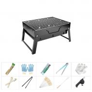 Three drops of water Barbecue Grill，Portable Stainless BBQ Tool Set for Outdoor Cooking Camping Hiking Picnics 1-6 People (Color : Black)
