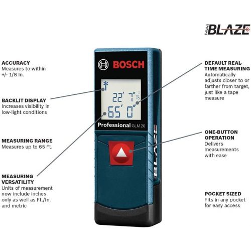  [아마존베스트]Bosch Self-Leveling Cross-Line Red-Beam Laser Level GLL 55 & Blaze Pro 165 Laser Distance Measure GLM165-40