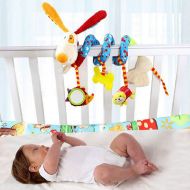 Hosim Cute Puppy Design Infant Baby Around Crib Mobile Spiral Bed Bar Developmental Plush Animal Soft Toy Kids Stroller and Travel Activity Toy with Safety Mirror