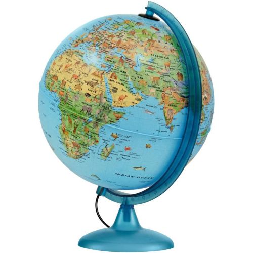  [아마존베스트]Waypoint Geographic Safari Explorer Animals Globe Illuminated Desktop Globe with Blue Physical Earth & 100S of Illustrated Animals, 10