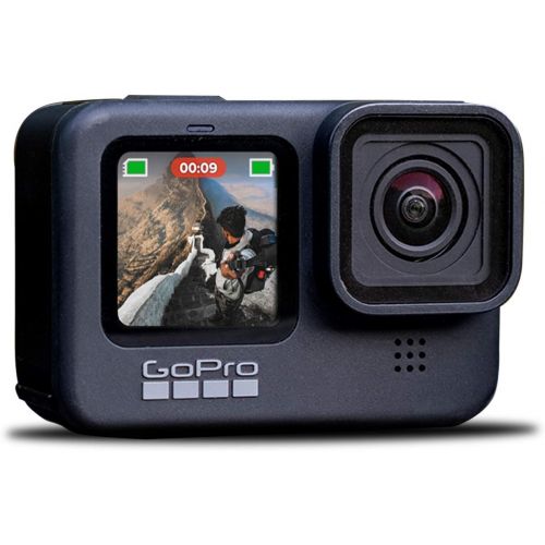 고프로 GoPro HERO9 Black - Waterproof Action Camera with Front LCD and Touch Rear Screens, 5K HD Video, 20MP Photos, 1080p Live Streaming, Stabilization + Sandisk 64GB Card and Cleaning C