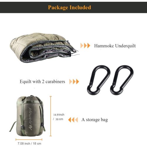  AYAMAYA Single & Double Hammock Underquilt Full Length Big Size Under Quilts for Hammocks, Camping Backpacking Essential, Winter Cold Weather Warm UQ Blanket Bottom Insulation