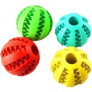 ChiChe Dog Feeding Ball,Toys Balls Rubber Durable Tough for Pet Tooth Cleaning/Chewing/Playing/Treat Dispensing (4 Pack)