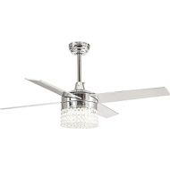 Parrot Uncle Ceiling Fan with Light Modern Crystal Ceiling Fan with Light Remote control, 48 Inch, Chrome