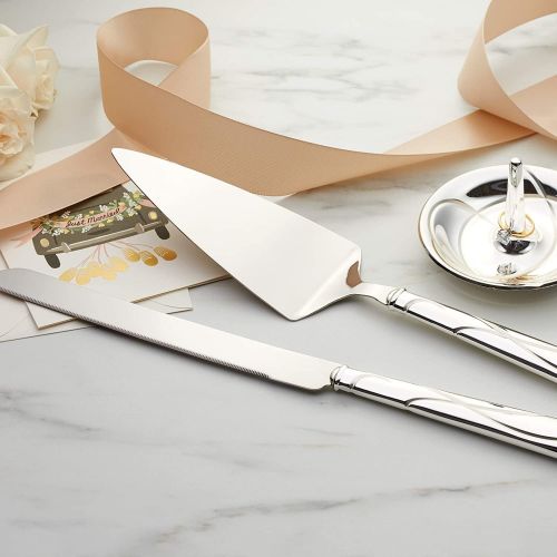 레녹스 Lenox Bridal Adorn Silver Personalized Wedding Cake Knife and Server Set