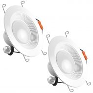 LUXRITE 2-Pack Luxrite 5/6 Inch LED Recessed Ceiling Light, 15W (120W Equivalent), 5000K Bright White, 1300 Lumens, Baffle Trim, Dimmable, Energy Star, Damp Rated, Recessed Downlight, UL L