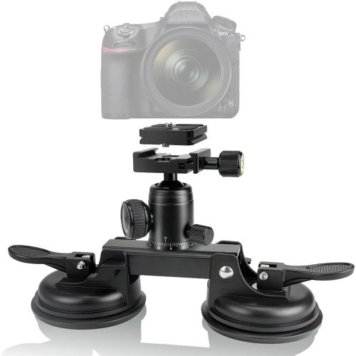  Fantaseal Professional Heavy Duty (20 lbs Load) True DSLR Mirorrless Camera Suction Cup Car Mount Camcorder Vehicle Holder w/Quick Release Plate 360° Ball Head Compatible with Nikon Canon So