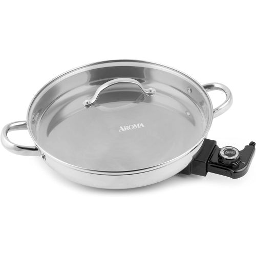  Aroma Housewares AFP-1600S Gourmet Series Stainless Steel Electric Skillet 11.8 inches