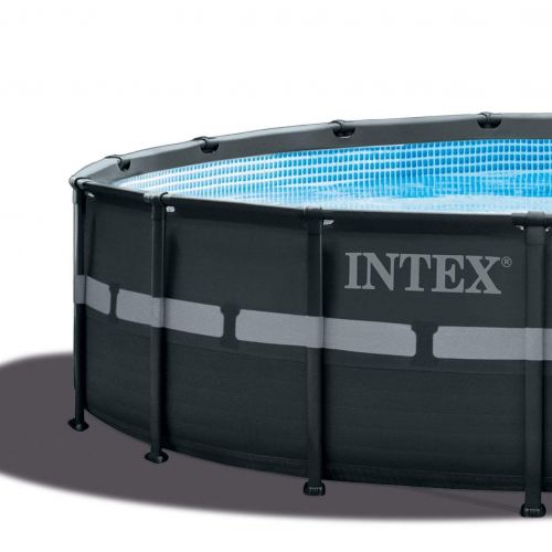 인텍스 Intex 26329EH 18ft x 52in Ultra XTR Round Swimming Pool, 120V 1,600 GPH Sand Filter Pump, Ladder, and QLC-42003 Cleaning Kit