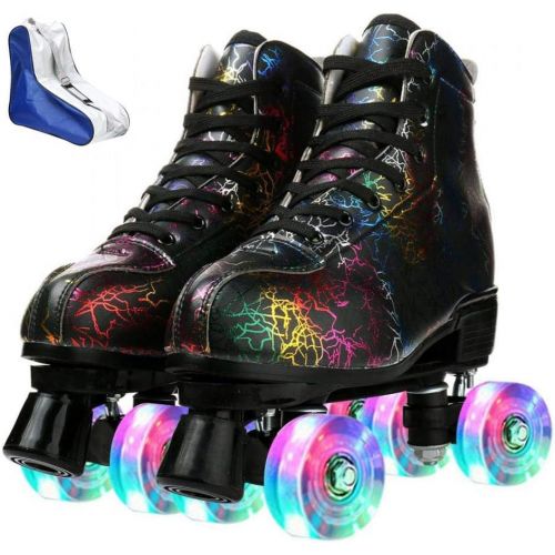  XUDREZ Unisex Roller Skates Stylish PU Leather High Top Classic Double-Row Roller Skates for Beginner, Indoor Outdoor Roller Skate Shoes with Shoes Bag