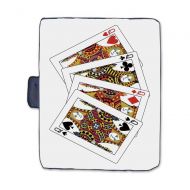 TecBillion Queen Stylish Picnic Blanket,Queens Poker Set Faces Hearts and Spades Gambling Theme Symbols Playing Cards Mat for Picnics Beaches Camping,58 L x 72 W