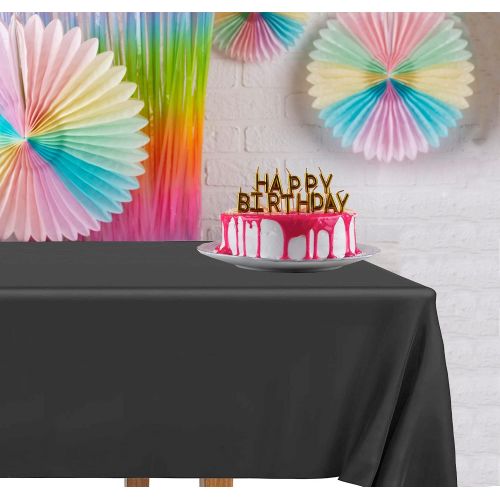  [아마존베스트]DecorRack 2 Rectangular Tablecloth -BPA- Free Plastic, 54 x 108 inch, Dining Table Cover Cloth Rectangle for Parties, Picnic, Camping and Outdoor, Disposable or Reusable in Black (