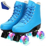 XUDREZ Roller Skates, Double Row Skates Adjustable Leather High-top Roller Skates Perfect Indoor Outdoor Adult Roller Skates with Bag